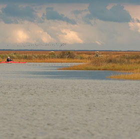 A waterview of the island